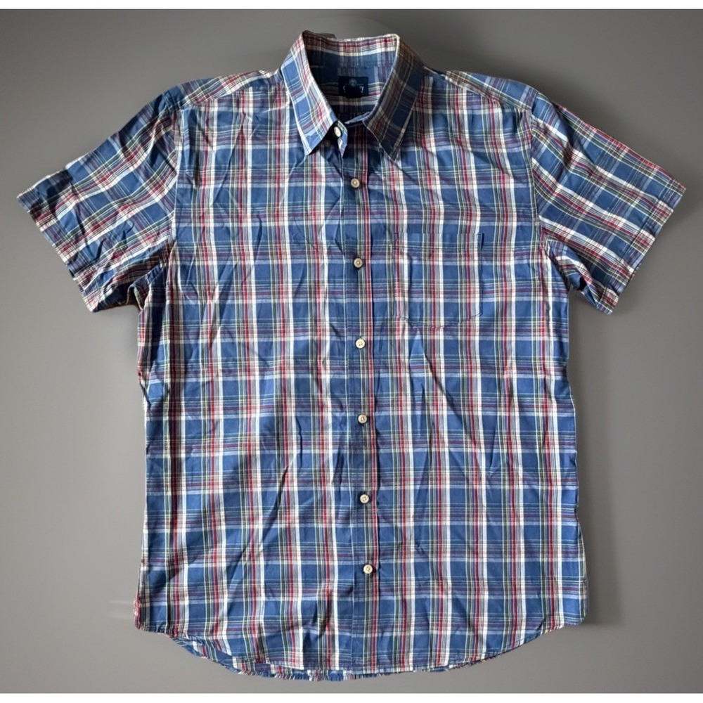 Old Navy Short Sleeve Button Down Multi Color Plaid Pocket Slim Fit Large JBHS